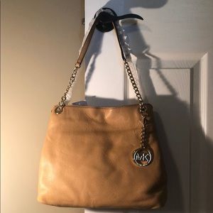 Michael Kors LARGE LEATHER CHAIN SHOULDER TOTE BAG